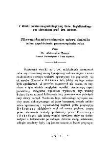 Thermokauterectomia uteri totalis celem zapobieżenia przeszczepieniu raka