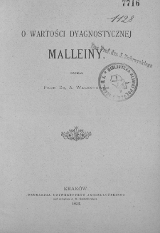 O wartości dyagnostycznej malleiny