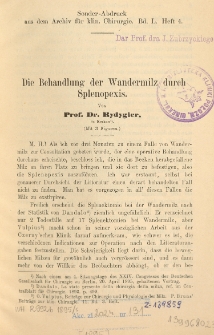 Die Behandlung der Wandermilz durch Splenopexis