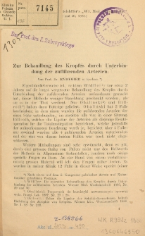 Zur Behandlung des Kropfes durch Unterbindung der zuführenden Arterien