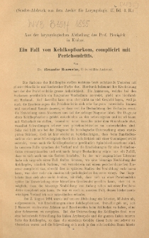 Ein Fall von Kehlkopfsarkom, complicirt mit Perichondritis