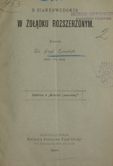 O siarkowodorze w żołądku rozszerzonym