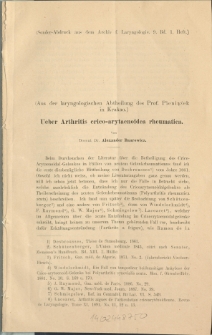 Ueber Arthritis crico-arytaenoidea rheumatica