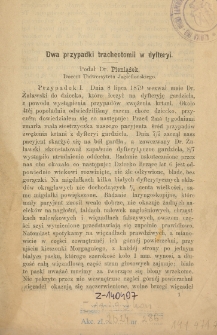 Dwa przypadki tracheotomii w dyfteryi