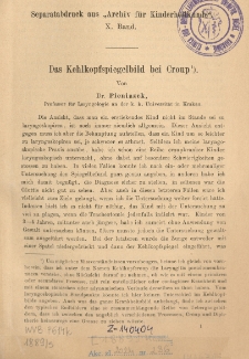 Das Kehlkopfspiegelbild bei Croup