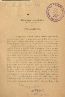 Monoplegia anaesthetica : forma przewlekła