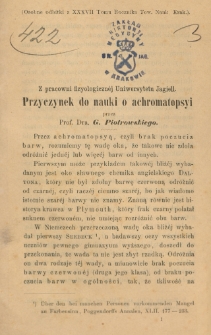 Przyczynek do nauki o achromatopsyi : z pracowni fizyologicznéj Uniwersytetu Jagiell.